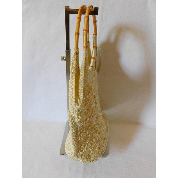 Relativity Purse Handbag Macrame Wood Handle Bag - Picture 7 of 14